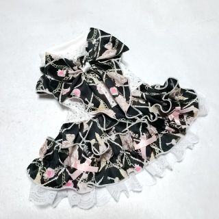 犬服　レース&サテンワンピース　黒　ハンドメイド(ペット服/アクセサリー)