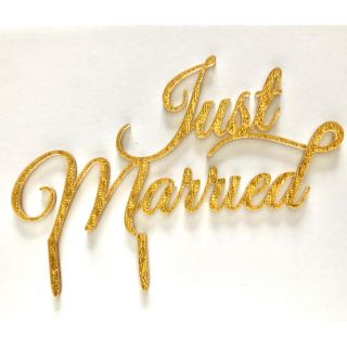 ケーキトッパー『Just Married』wedding ゴールド(その他)