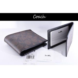 コーチ(COACH)のコーチ 新品♡折財布＆パスケース 人気のシグネチャー「C 」ブラック/ブラウン♪(折り財布)