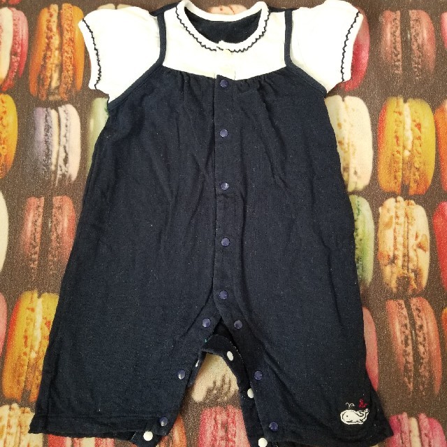 ベルメゾン(ベルメゾン)の女児70　ベビーロンパース三点セット キッズ/ベビー/マタニティのベビー服(~85cm)(ロンパース)の商品写真
