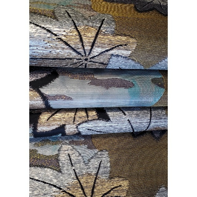 正絹  袋帯  楓  金糸  銀糸  六通 レディースの水着/浴衣(帯)の商品写真