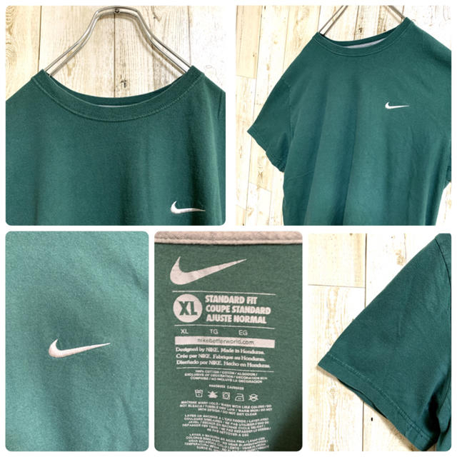 NIKE(ナイキ)の【NIKE】ワンポイントスウォッシュロゴ刺繍 Tシャツ 人気のグリーン メンズのトップス(Tシャツ/カットソー(半袖/袖なし))の商品写真