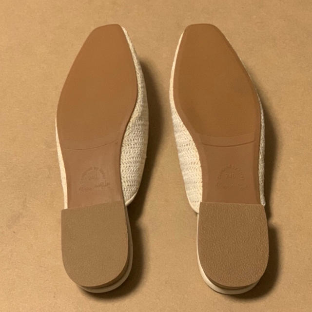 麦わら風 リボン スリッパ サンダル ローヒール ミュール 22.5cm 35 レディースの靴/シューズ(サンダル)の商品写真