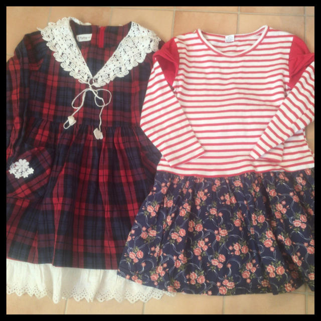 韓国子供服 120cm 2枚セット ＋カーヴィーダンス キッズ/ベビー/マタニティのキッズ服女の子用(90cm~)(ワンピース)の商品写真