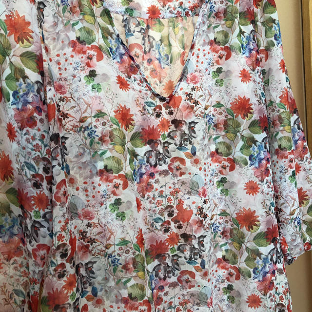 ZARA(ザラ)のZARA 花柄トップス　Ｌサイズ レディースのトップス(シャツ/ブラウス(半袖/袖なし))の商品写真