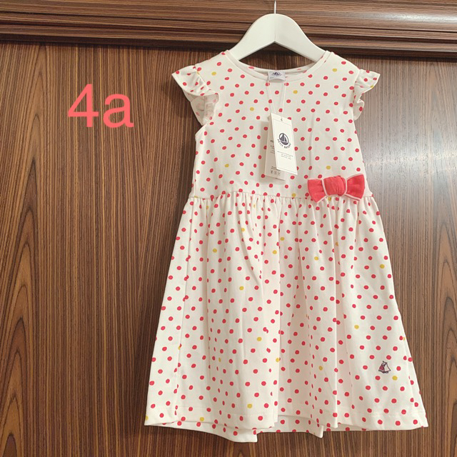 PETIT BATEAU(プチバトー)のプチバトー 20SS プリント半袖ワンピース 4a キッズ/ベビー/マタニティのキッズ服女の子用(90cm~)(ワンピース)の商品写真