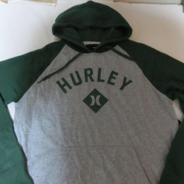 Hurley(ハーレー)のhurleyロゴパーカーUS M 灰x緑 メンズのトップス(パーカー)の商品写真