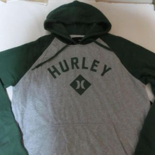 ハーレー(Hurley)のhurleyロゴパーカーUS M 灰x緑(パーカー)