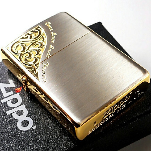 ZIPPO(ジッポー)の(送料込み)ZIPPO◇コーナーアラベスク◇V刃カット◇金/銀◇新品◇ジッポ メンズのファッション小物(タバコグッズ)の商品写真