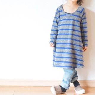 ボボチョース(bobo chose)のpongee ボーダーワンピース size100(ワンピース)