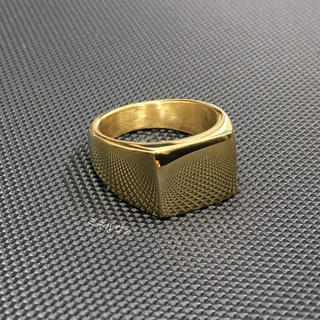 スクエアリング 印台シグネットリング ゴールド K18鍍金(リング(指輪))