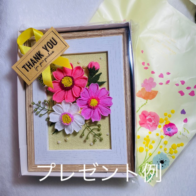 ちりめんつまみ細工フレーム薔薇(ハガキサイズ) 2