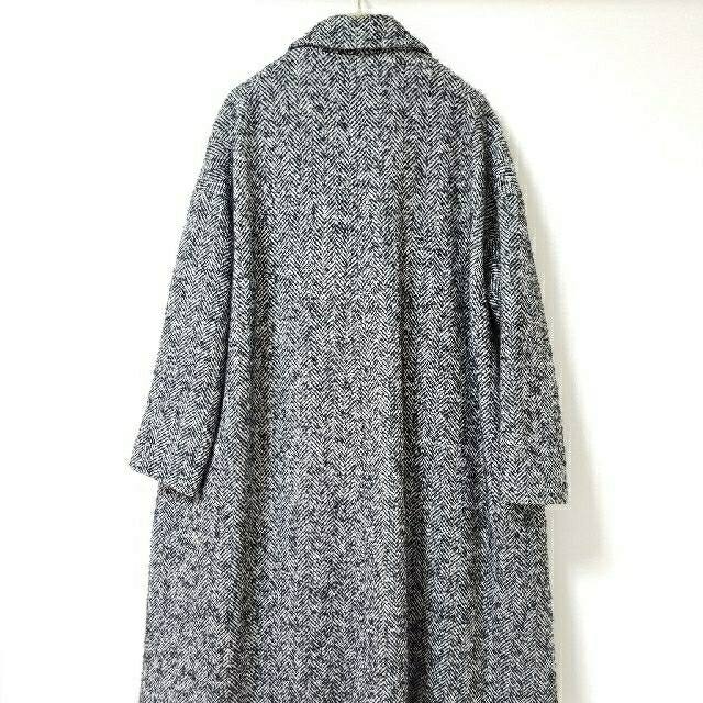 riri様専用　美品　クラネ　ツイードコート　黒×アイボリー　36サイズ レディースのジャケット/アウター(ロングコート)の商品写真