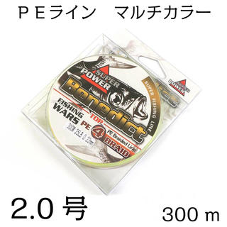 PEライン　５色 マルチカラー 4編 2号  300m(釣り糸/ライン)