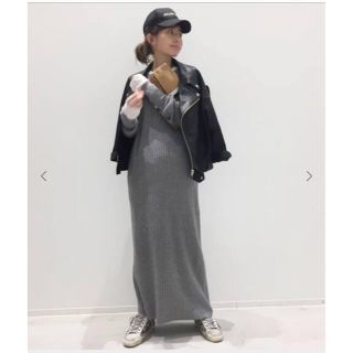 ドゥーズィエムクラス(DEUXIEME CLASSE)のアパルトモン　Rib Knit ワンピース　グレー(ニット/セーター)