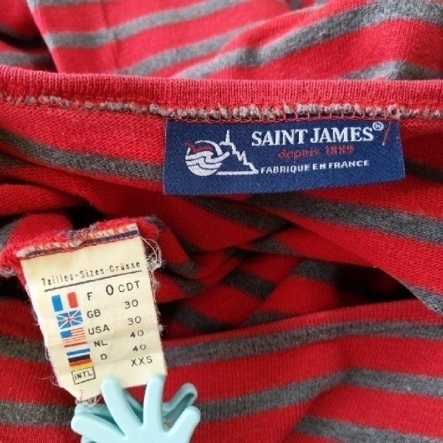 SAINT JAMES(セントジェームス)のSAINT JAMES ウエッソン T0 レッド グレー レディースのトップス(カットソー(長袖/七分))の商品写真