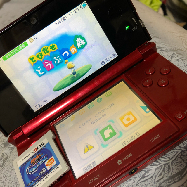 ニンテンドー3DS フレアレッド　　とびだせどうぶつの森　太鼓の達人時空大冒険