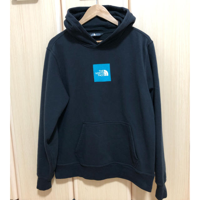 メンズノースフェイス パーカー　ブラック　スクエアロゴ　THE NORTH FACE