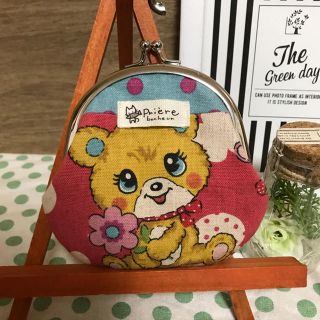 レトロ可愛い☆パンダさん　くまさん☆ハンドメイド　ガマ口(ポーチ)