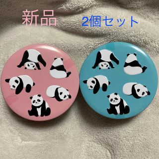 カルディ(KALDI)のKALDI パンダ飴缶　ピンク・ブルー　2個セット(菓子/デザート)