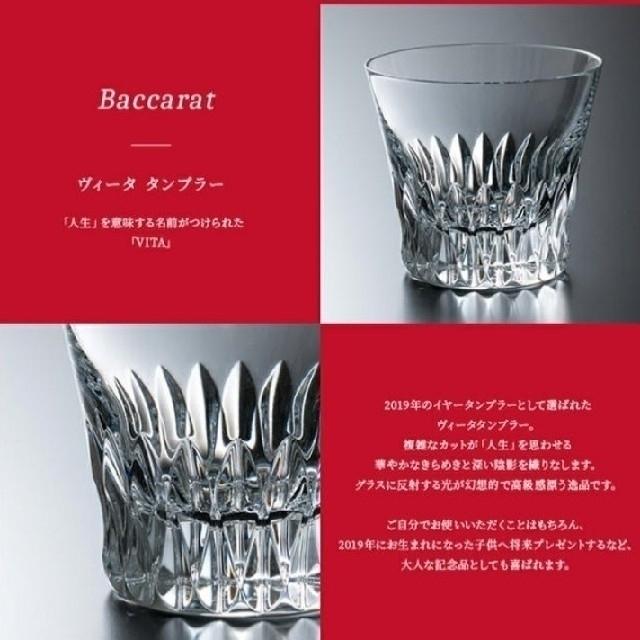 【未使用保管品】Baccarat ヴィータ　タンブラー　グラス　ペア　2019