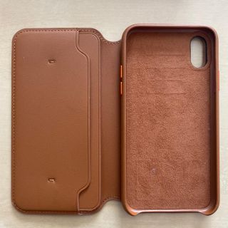 iPhone X用 レザーフォリオケース ブラウン 手帳(iPhoneケース)