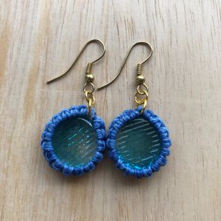 ピアス　イヤリング　ハンドメイド　アクセサリー　マクラメ編み(ピアス)