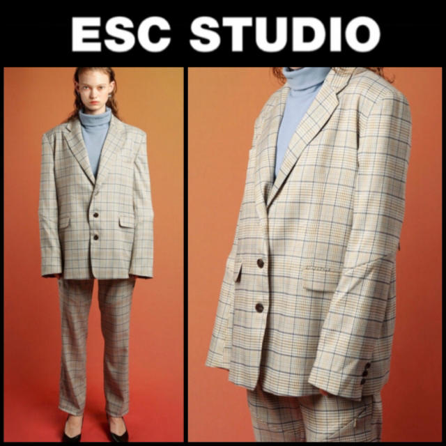 ESCSTUDIO Zipper Check Blazer ジャケット メンズのジャケット/アウター(テーラードジャケット)の商品写真