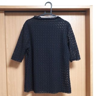 ジーユー(GU)の【美品】GU　総レーストップス　黒(カットソー(半袖/袖なし))