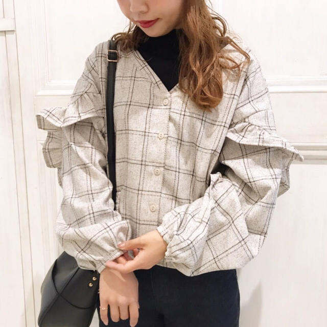 美品♡spick&span チェックフリルブラウス