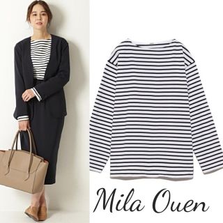 ミラオーウェン(Mila Owen)の新品タグ付き◆ミラオーウェンボーダートップス(カットソー(長袖/七分))