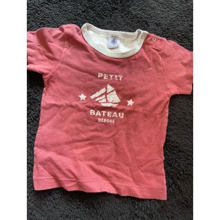 プチバトー(PETIT BATEAU)のプチバトー　Ｔシャツ　18m/81cm  中古　ボルドー色(Ｔシャツ)