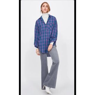 ザラ(ZARA)のチェックのオーバーサイズシャツ　ザラ　S(シャツ/ブラウス(長袖/七分))