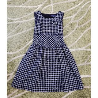 エムズグレイシー(M'S GRACY)の【美品】カタログ掲載　エムズグレイシー　同柄　コサージュ　ツイード　ワンピース♡(ひざ丈ワンピース)