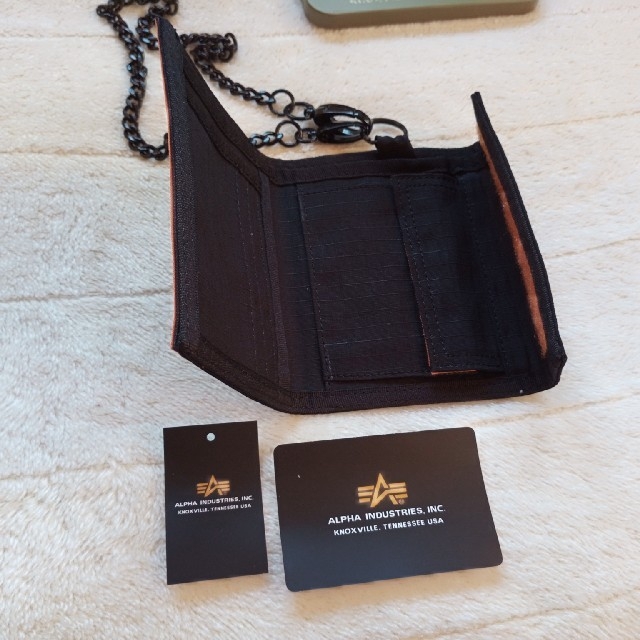 ALPHA INDUSTRIES(アルファインダストリーズ)のALPHA　アルファ ミリタリー ウォレット チェーン付 ブラック メンズのファッション小物(折り財布)の商品写真