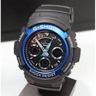 ジーショック(G-SHOCK)の5215　美品　G-SHOCK メンズ　腕時計　AW-591 ブラック×ブルー(腕時計(アナログ))