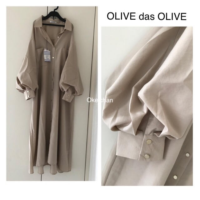 Olivedesolive 今季春新作 ふんわり袖ボリュームシャツワンピース ベージュの通販 By おけいちゃん オリーブデオリーブならラクマ