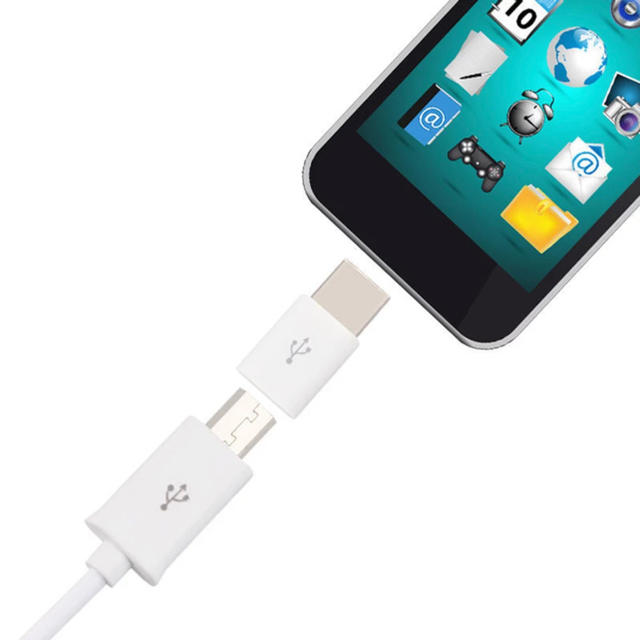 マイクロ USB → USB Type C変換 アダプタ ホワイト スマホ/家電/カメラのスマートフォン/携帯電話(バッテリー/充電器)の商品写真
