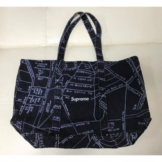 シュプリーム(Supreme)の【正規品】Supreme Gonz Map Denim Tote ブラック(トートバッグ)