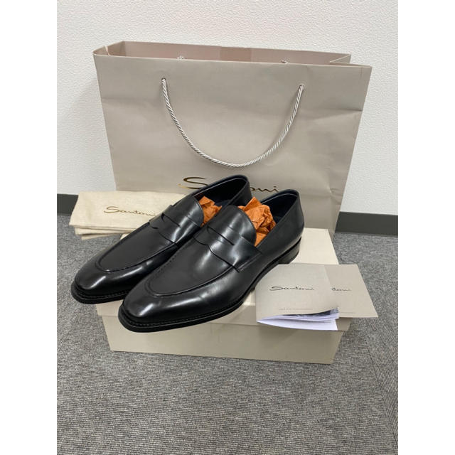 【大幅値下げ】 Santoni(サントーニ) Uチップレザー コインローファー