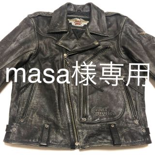 ハーレーダビッドソン(Harley Davidson)の★ HarleyDavidson ダメージ加工 ダブルレザーライダース 黒/L(装備/装具)