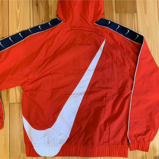 NIKE ウーブンジャケット ナイロン ビッグスウッシュ RED Sサイズ-