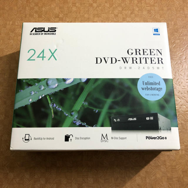 ASUS(エイスース)のASUS GREEN DVD-WRITER DRW-24D3ST スマホ/家電/カメラのPC/タブレット(PC周辺機器)の商品写真
