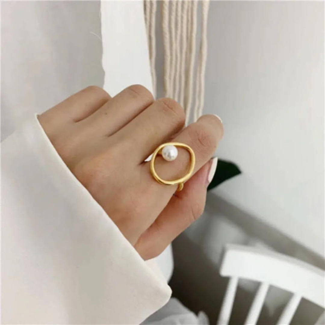 tear drop ring ゴールド パール レディースのアクセサリー(リング(指輪))の商品写真