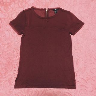 エイチアンドエム(H&M)のH＆M*シースルー切替えTシャツ*ボルドー(Tシャツ(半袖/袖なし))