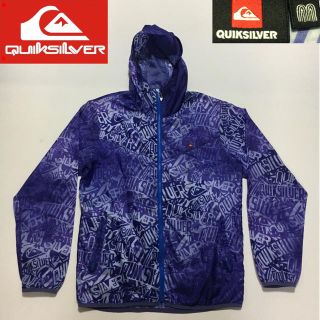 クイックシルバー(QUIKSILVER)のQUIKSILVER クイックシルバー  ナイロンパーカー パープルロゴ総柄 M(ナイロンジャケット)