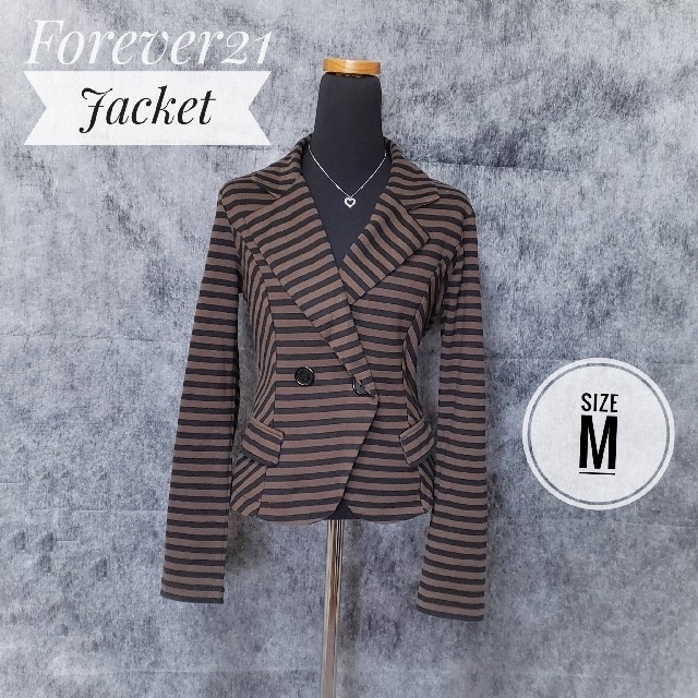 FOREVER 21(フォーエバートゥエンティーワン)のForever21 フォーエバー21 ストライプジャケット / サイズM レディースのジャケット/アウター(テーラードジャケット)の商品写真