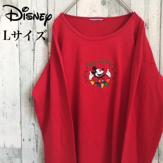 ディズニー(Disney)の【激レア】ディズニー☆ミッキー ビッグ刺繍ロゴ 薄手 ロンT 90s 古着(Tシャツ/カットソー(七分/長袖))