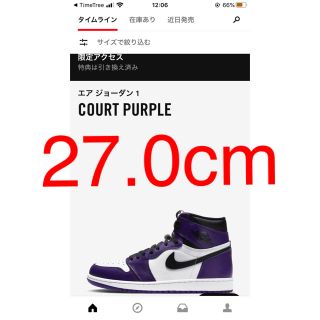 ナイキ(NIKE)のエア ジョーダン1 コート パープル　air jordan 1  purple(スニーカー)