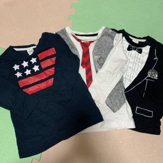 エイチアンドエム(H&M)の【美品】3枚セット！H&M ロンT 86 12-18M(Ｔシャツ)